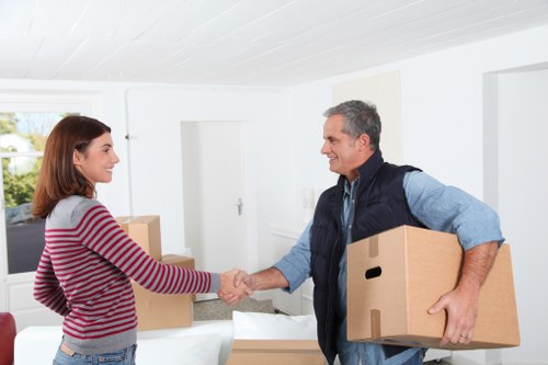 Packed boxes and furniture prepared for local removals